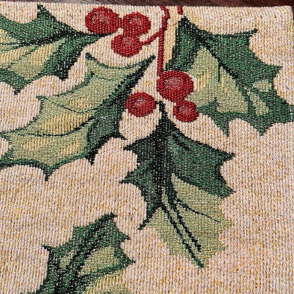 Set of 2 Christmas Holly Tapestry Table Placemats - Picture 6 of 13